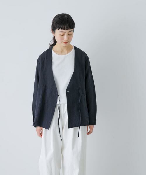 かぐれ / かぐれ ノーカラージャケット | リネンカシュクールカーディガンジャケット | 詳細1