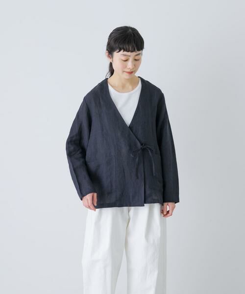 かぐれ / かぐれ ノーカラージャケット | リネンカシュクールカーディガンジャケット | 詳細3