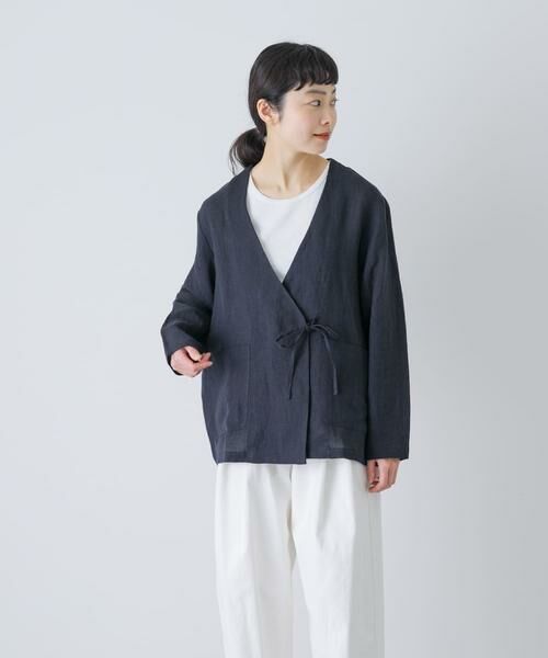 かぐれ / かぐれ ノーカラージャケット | リネンカシュクールカーディガンジャケット | 詳細4