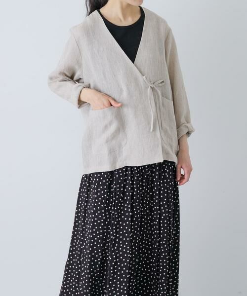 かぐれ / かぐれ ノーカラージャケット | リネンカシュクールカーディガンジャケット（ナチュラル）
