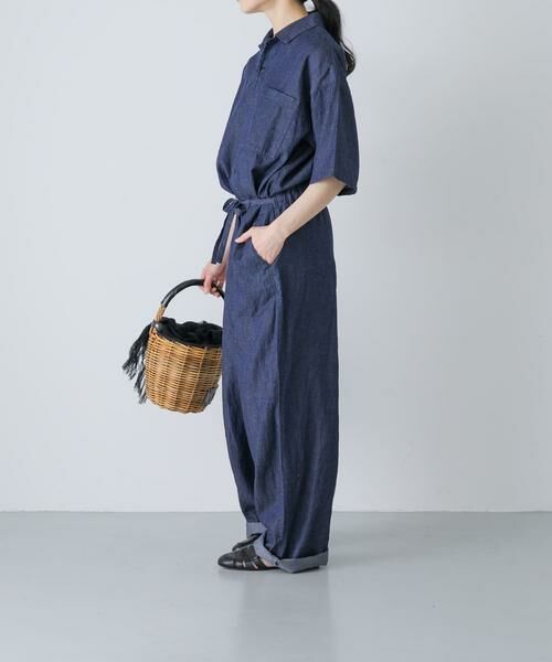 かぐれ / かぐれ サロペット・オールインワン | 綿麻デニムハーフスリーブオールインワン | 詳細1