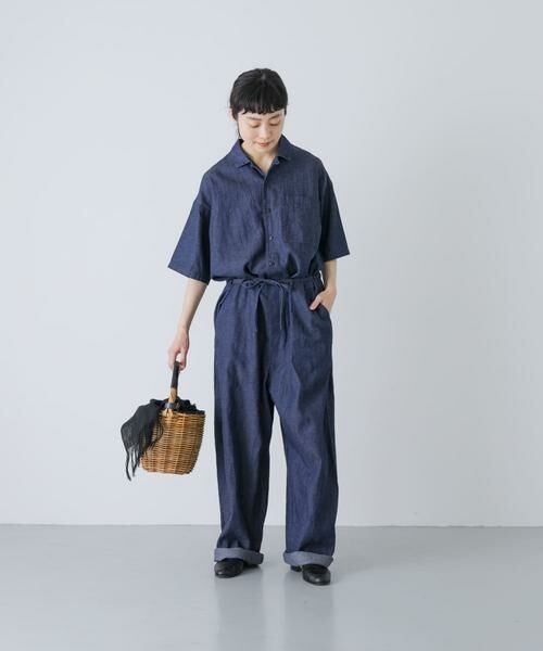 かぐれ / かぐれ サロペット・オールインワン | 綿麻デニムハーフスリーブオールインワン | 詳細2