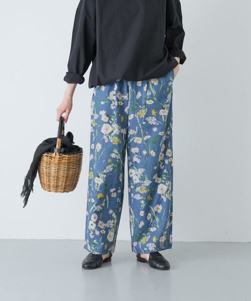 かぐれ / かぐれ その他パンツ | コットンリネンプリントイージーパンツ（ブルー）