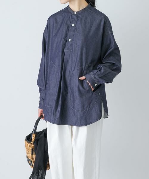 かぐれ / かぐれ シャツ・ブラウス | デニムプルオーバーシャツ（インディゴブルー）