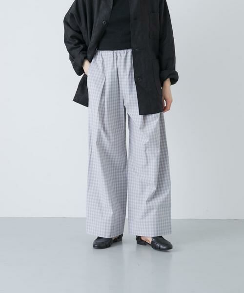 かぐれ / かぐれ その他パンツ | ギンガムタックワイドパンツ（グレー）