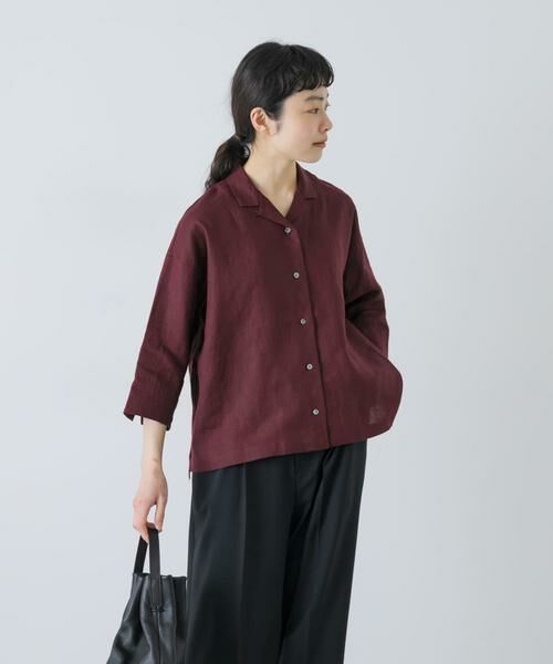かぐれ / かぐれ シャツ・ブラウス | リネン半袖オープンカラーシャツ | 詳細1