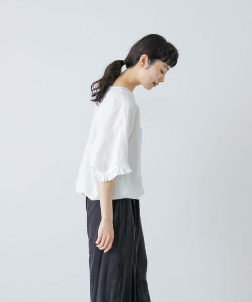 かぐれ / かぐれ シャツ・ブラウス | リネンフリルスリーブプルオーバー | 詳細3