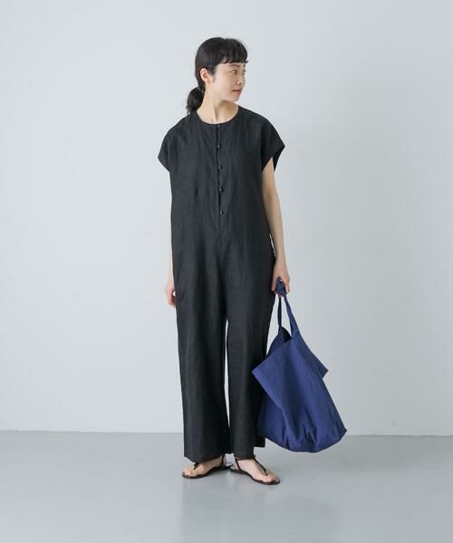 かぐれ / かぐれ サロペット・オールインワン | 『2サイズ展開』リネンオールインワン（ブラック）