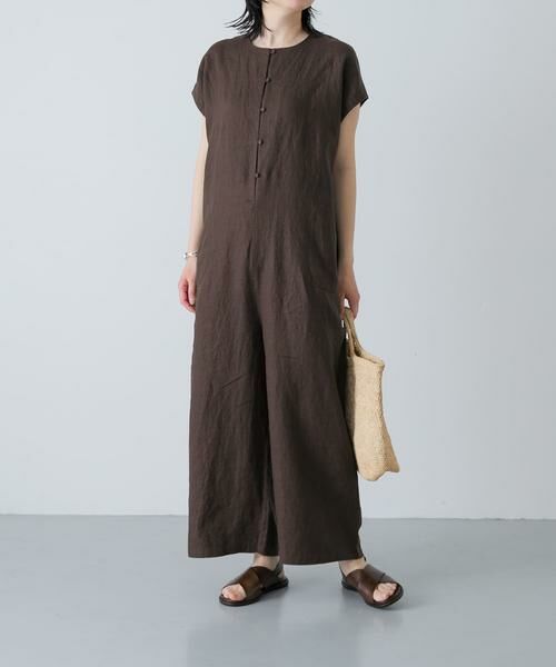 かぐれ / かぐれ サロペット・オールインワン | 『2サイズ展開』リネンオールインワン（チャコールグレー）