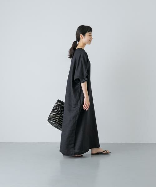 かぐれ / かぐれ ワンピース | 『2サイズ展開』リネンフリルスリーブワンピース(ブラック)