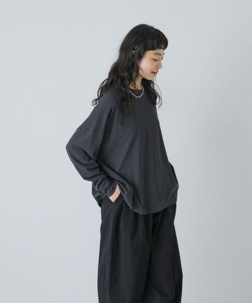 かぐれ / かぐれ Tシャツ | ハイツイストコットン長袖Tシャツ（チャコールグレー）