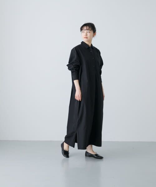 かぐれ⟡.·コットンシルク　ロングシャツワンピース　ネイビー　定価2万 かぐれ⟡.·コットンシルク ロングシャツワンピース ネイビー