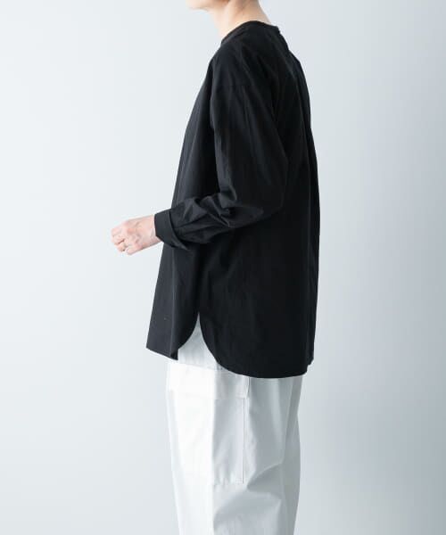 かぐれ kagure コットンシルククルーネックプルオーバー 黒 綿絹 セール】 コットンシルククルーネックプルオーバー （シャツ・ブラウス