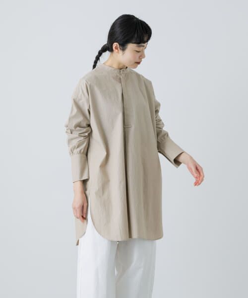 かぐれコットンシルクチュニックシャツ未使用タグ付きベージュ セール】 コットンシルクチュニックシャツ （シャツ・ブラウス