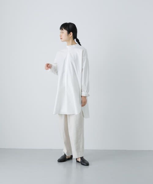 かぐれ コットンシルクシャツチュニック バンドカラー オフホワイト pc2 かぐれ｜コットンシルクチュニックシャツ | Rakuten Fashion