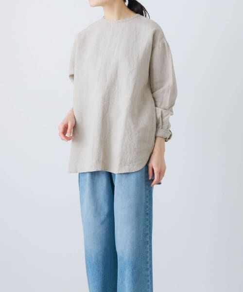 かぐれ リネン ボートネック プルオーバー グレー かぐれ リネン ボートネック プルオーバー グレー