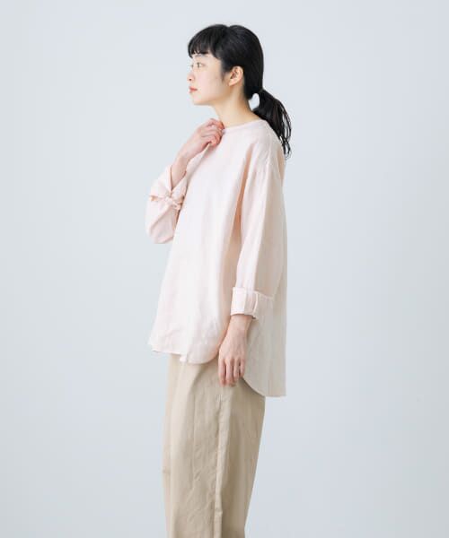 ★最終価格★かぐれ　クルーネック　リネントップス　ピンク　長袖 かぐれ - 新品タグ付◉ PINK かぐれ リネンクルーネックプル