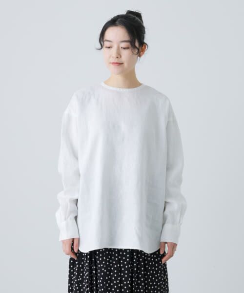 かぐれ　リネン半袖クルーネックプルオーバー　ライトグレー かぐれ（カグレ）の「リネン半袖クルーネックプルオーバー（T