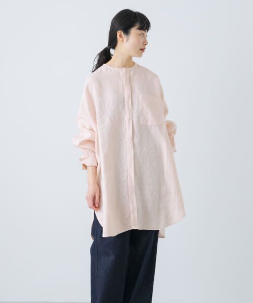 かぐれ リネンチュニックシャツ ピンク アーバンリサーチドアーズ リネン 麻 リネンチュニックシャツ （シャツ・ブラウス）｜＊＊かぐれ / か