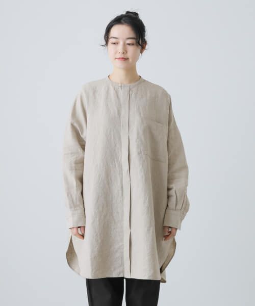【新品未使用】かぐれ　リネンチュニックブラウス　13,200円　黒 リネンチュニックシャツ （シャツ・ブラウス）｜＊＊かぐれ / か