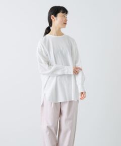 コットンリネンクルーネックシャツ
