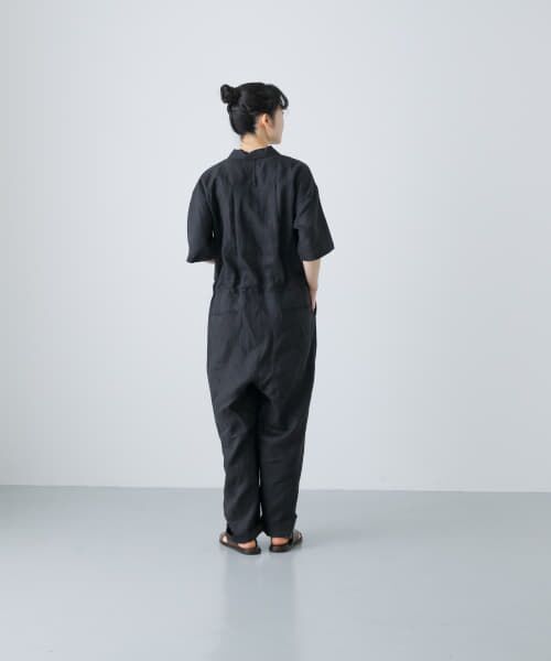リネンハーフスリーブオールインワン （サロペット