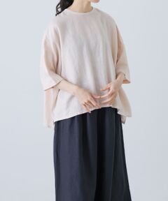 リネンクルーネックハーフスリーブ