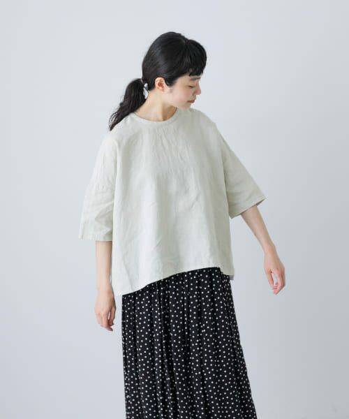 かぐれ　リネンハーフスリーブジャケット　タグ付き新品　ネイビー リネンハーフスリーブジャケット（その他アウター）｜かぐれ