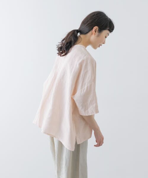 リネンクルーネックハーフスリーブ （シャツ・ブラウス