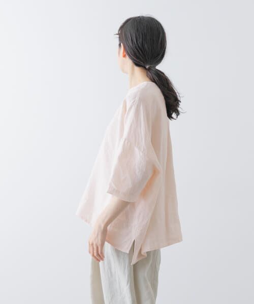 かぐれ　kagure リネン半袖ブラウス リネンクルーネックハーフスリーブ （シャツ・ブラウス