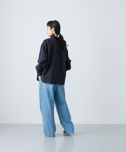新品タグ付き かぐれ コットンリネンワッシャーフリルブラウス かぐれ｜コットンリネンワッシャーフリルブラウス - かぐれ
