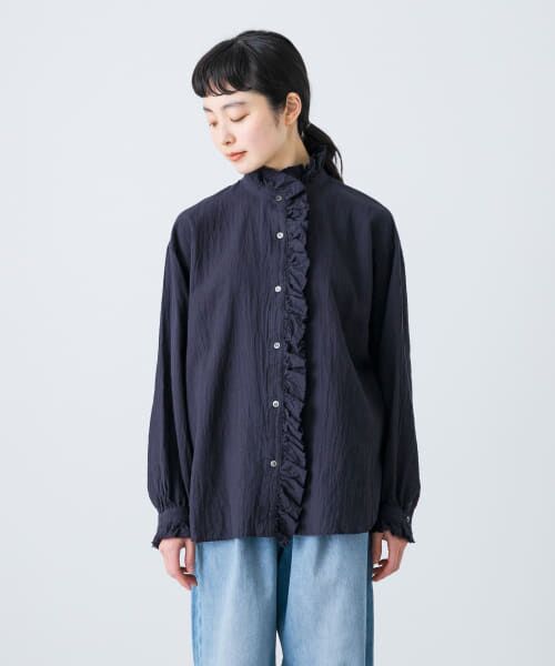 コットンリネンフリルカラーシャツ （シャツ・ブラウス