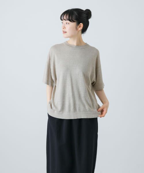 新品 かぐれ リネン半袖クルーネックニット NATURAL リネン半袖クルーネックニット(FREE NATURAL): トップス｜URBAN
