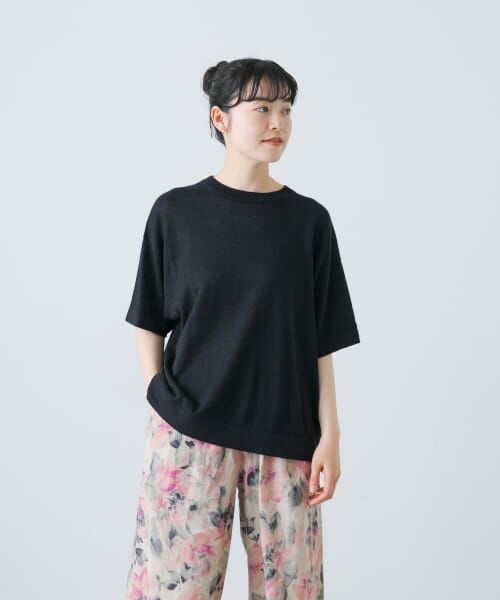 新品タグ付き　かぐれ　リネン半袖クルーネックニット　アーバンリサーチドアーズ リネン半袖クルーネックニット(FREE NATURAL): トップス｜URBAN