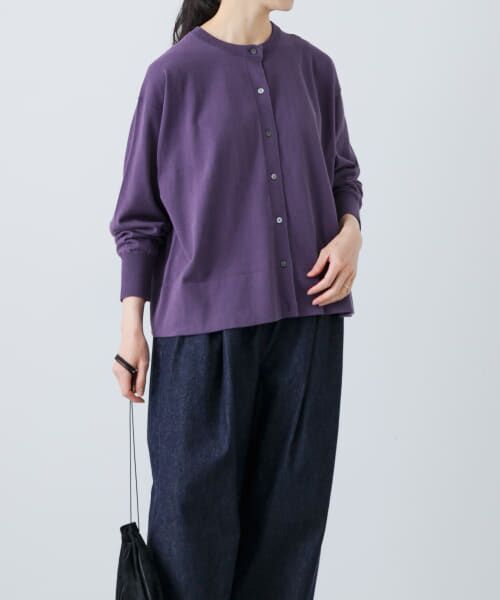 ＊＊かぐれ / かぐれ カーディガン・ボレロ | ハイゲージコットンクルーネックカーディガン（PURPLE）