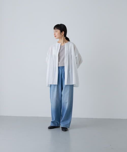 kagure ピンタックバンドカラーシャツ かぐれ コットンピンタックブラウス （シャツ・ブラウス）｜＊＊かぐれ