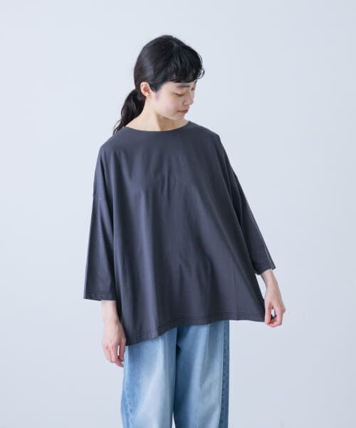 ＊＊かぐれ / かぐれ Tシャツ | ボートネック7分袖ワイドカットソー（SMOKE NAVY）