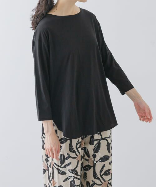 ＊＊かぐれ / かぐれ Tシャツ | シフォン天竺7分袖カットソー（BLACK）