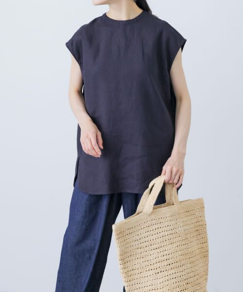 新品　今季　かぐれ　リネンフレンチクルーネック　2025年春夏　ネイビー 新品 今季 かぐれ リネンフレンチクルーネック 2025年春夏