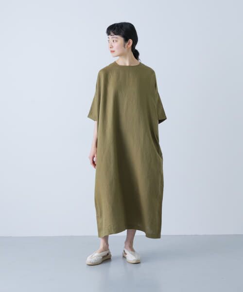 2サイズ展開』リネンレーヨンワイドワンピース （ワンピース