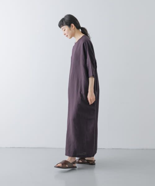 2サイズ展開』リネンレーヨンワイドワンピース （ワンピース
