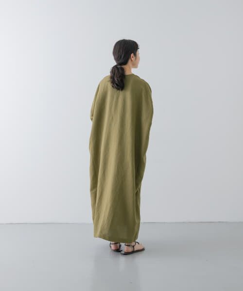 かぐれ【25SS】 2サイズ展開　リネンレーヨンワイドワンピース　サイズ1 2サイズ展開』リネンレーヨンワイドワンピース（ワンピース