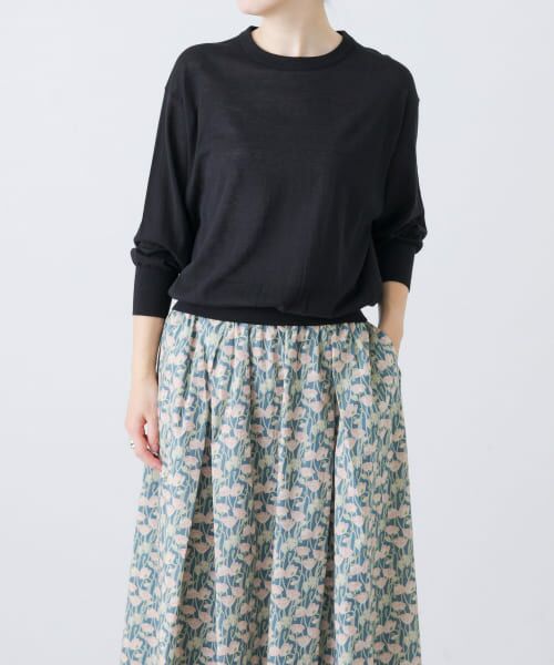 ＊＊かぐれ / かぐれ ニット・セーター | コットンエアリー7分袖プルオーバー（BLACK）