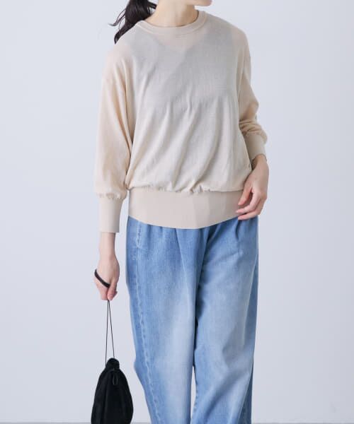 ＊＊かぐれ / かぐれ ニット・セーター | コットンエアリー7分袖プルオーバー（BEIGE）
