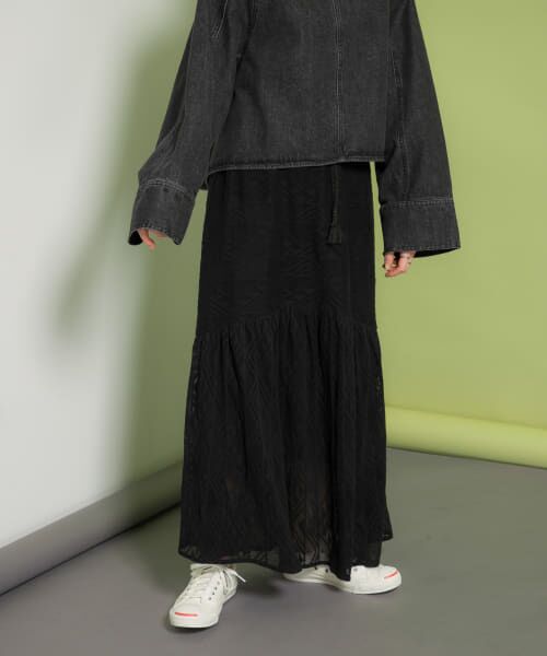 KBF / ケービーエフ スカート | メッシュ裾ギャザースカート | 詳細16