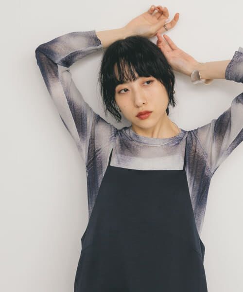 KBF/ケービーエフ シアーマーブルニット NAVY one KBF/ケービーエフ シアーマーブルニット NAVY one