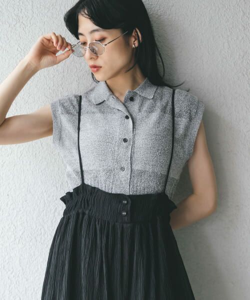 KBF/ケービーエフ スリーブレスニットシャツ GRAY MIX one KBF/ケービーエフ スリーブレスニットシャツ GRAY MIX one