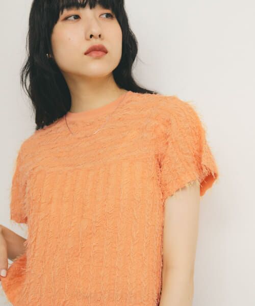 KBF/ケービーエフ ミニフリンジニットTEE APRICOT one KBF/ケービーエフ ミニフリンジニットTEE APRICOT one