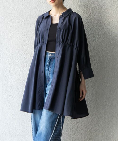 KBF/ケービーエフ カーブギャザーミニワンピース NAVY one KBF/ケービーエフ カーブギャザーミニワンピース NAVY one