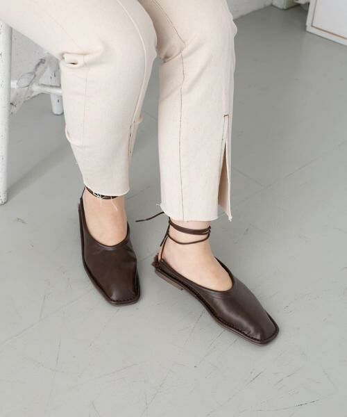 KBF / ケービーエフ パンプス | スクエアステッチレースアップパンプス∴(ブラウン)